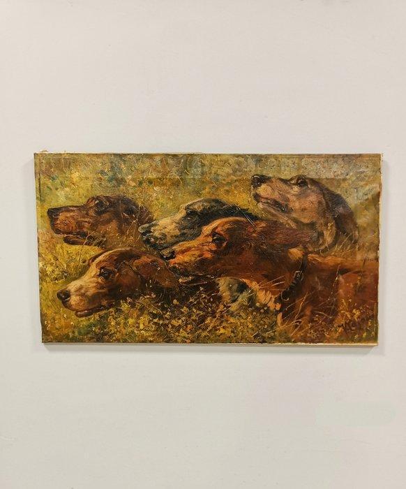 Vittorio Cajani (1890-1940) - Cani in posta, Antiek en Kunst, Kunst | Schilderijen | Klassiek