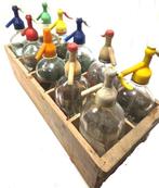 Sifon - Vijftien vintage sifons en houten doos