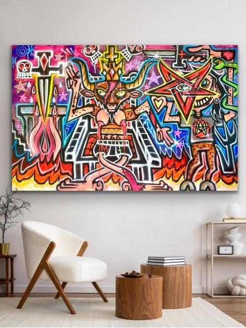 Doped Out M - Rege Satanas! - 100% Original XXL, Antiek en Kunst, Kunst | Schilderijen | Modern