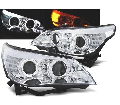 PHARES BMW SÉRIE 5 E60 03-07 ANGEL EYES CCFL FOND CHROMÉ, Auto-onderdelen, Verlichting, Verzenden