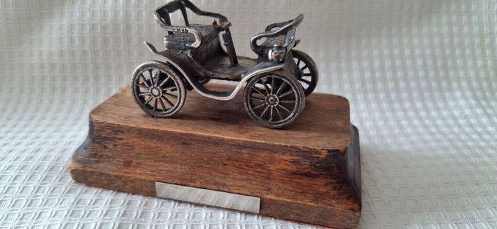 Miniatuur beeldje - Zilveren miniatuurop houten sokkel met, Antiek en Kunst, Antiek | Zilver en Goud