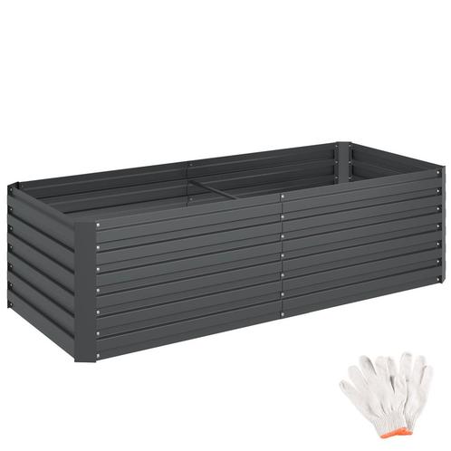 tectake Hoge plantenbak Blomma, 880l, verzinkt, 200x80x56cm, Tuin en Terras, Bloembakken en Plantenbakken, Verzenden