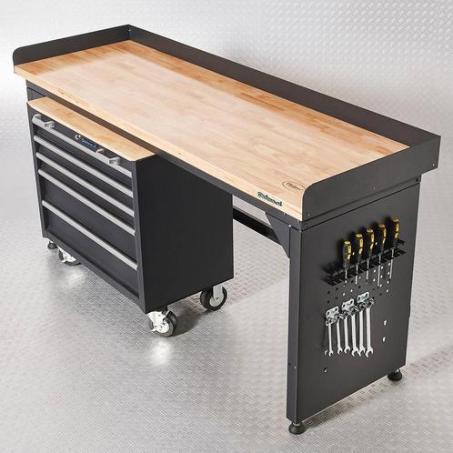 Datona Werkbank PRO met eiken werkblad en gereedschapswagen, Doe-het-zelf en Bouw, Werkbanken, Ophalen of Verzenden