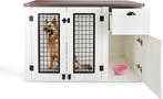 MaxxPet Houten Hondenbench - 111x60x75cm - Wit-Walnoot, Animaux & Accessoires, Caisses pour chiens, Ophalen