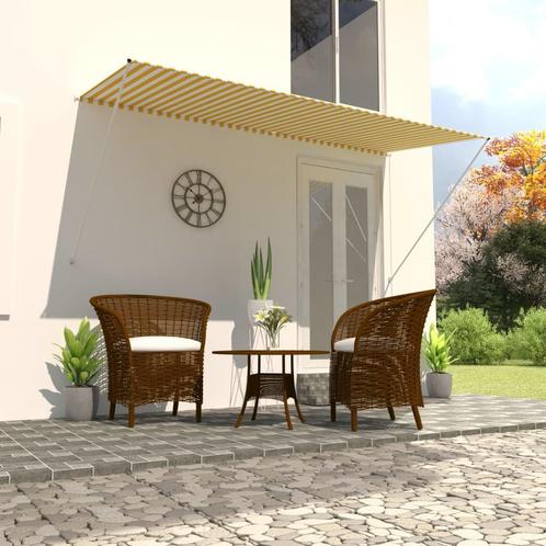 vidaXL Luifel uittrekbaar 300x150 cm geel en wit, Jardin & Terrasse, Protection solaire, Envoi