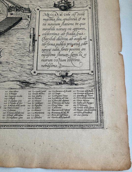 Italie - Messina; Georg Braun & Frans Hogenberg - Messana,, Boeken, Atlassen en Landkaarten