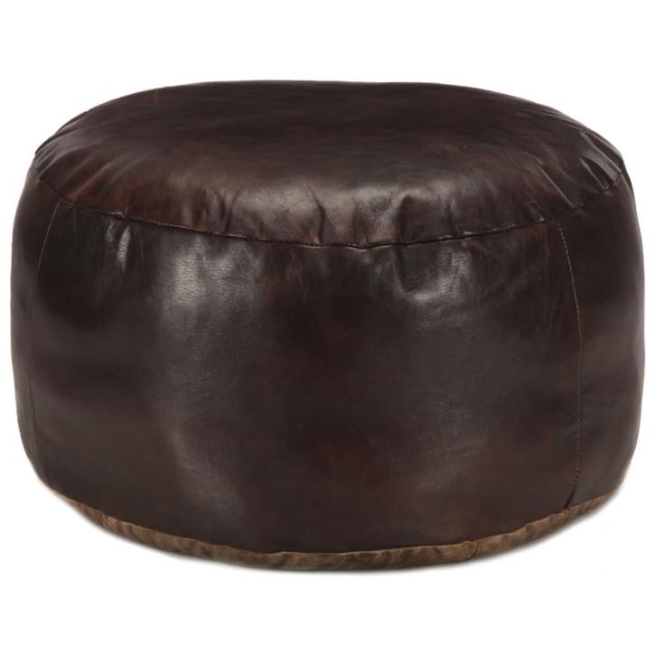 vidaXL Poef 60x30 cm echt geitenleer donkerbruin, Huis en Inrichting, Zetels | Voetbanken en poefs, Nieuw, Verzenden