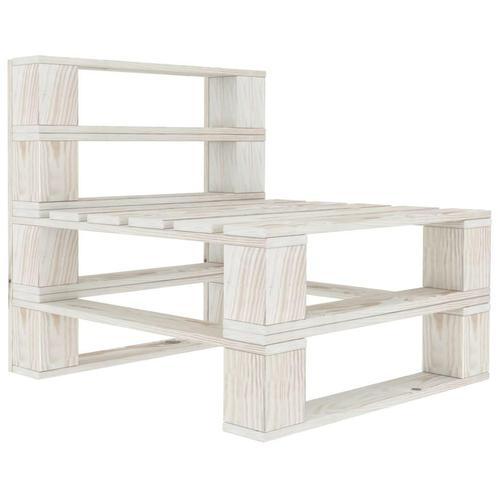 vidaXL Tuinmiddenbank pallet hout wit, Tuin en Terras, Tuinsets en Loungesets, Nieuw, Verzenden