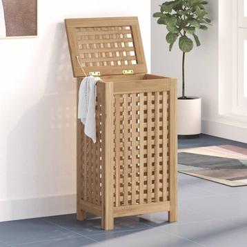 vidaXL Wasmand 35x25x60 cm massief teakhout, Huis en Inrichting, Verzenden, Nieuw