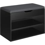 tectake Schoenenkast Jasmina met zitkussen 60x30x43,5cm - zw, Verzenden, Nieuw