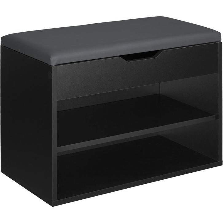 tectake Schoenenkast Jasmina met zitkussen 60x30x43,5cm - zw, Maison & Meubles, Armoires | Armoires à chaussures, Envoi