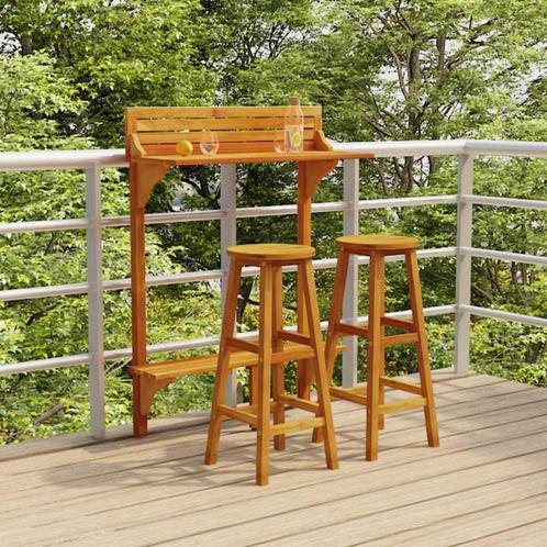 vidaXL Ensemble de bar de balcon 3 pcs Bois dacacia, Jardin & Terrasse, Ensembles de jardin, Neuf, Envoi