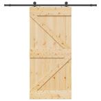 vidaXL Schuifdeur met beslag 80x210 cm massief grenenhout, Doe-het-zelf en Bouw, Verzenden, Nieuw