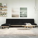 vidaXL Slaapbank L-vormig 255x140x70 cm fluweel zwart, Huis en Inrichting, Zetels | Zetels, Verzenden, Nieuw