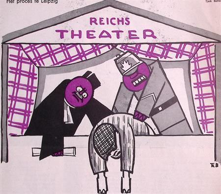 Spotprent over het proces van de Rijksdagbrand in Duitsland, Antiek en Kunst, Kunst | Litho's en Zeefdrukken, Verzenden