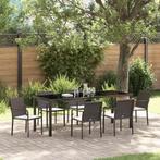 vidaXL Tuin Eettafel Set 7 pcs Bruin en Zwart PE Riet, Verzenden, Nieuw
