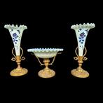 Tafelmiddenstuk (3) - Middenstukset vergezeld van 2 glazen, Antiquités & Art, Antiquités | Verre & Cristal