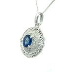 Ketting met hanger Platina - 0.49ct. tw. Saffier - Diamant