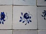 Carreau - 9 carreaux anciens de Delft avec des fleurs et des, Antiquités & Art