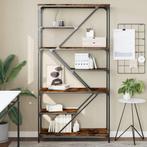 vidaXL Boekenrek 91x36x176 cm bewerkt hout en staal gerookt, Huis en Inrichting, Verzenden, Nieuw