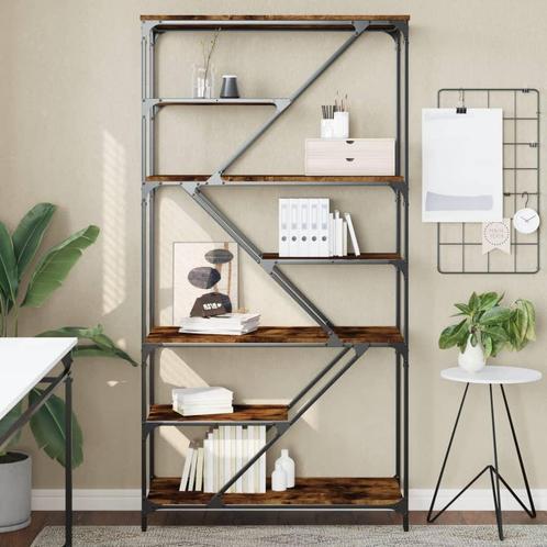 vidaXL Boekenrek 91x36x176 cm bewerkt hout en staal gerookt, Huis en Inrichting, Kasten | Boekenkasten, Nieuw, Verzenden