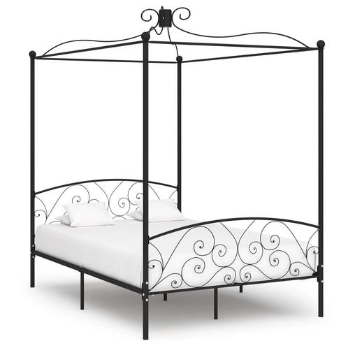 vidaXL Cadre de lit à baldaquin Noir Métal 120 x 200 cm, Huis en Inrichting, Slaapkamer | Bedden, Verzenden
