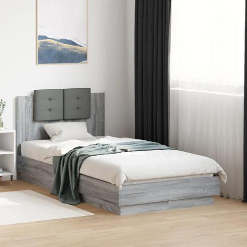vidaXL Bedframe met hoofdeinde bewerkt hout grijs sonoma, Huis en Inrichting, Slaapkamer | Bedden, Nieuw, Verzenden