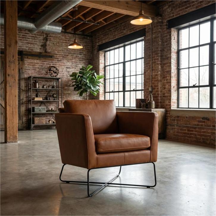 Leren fauteuil Crossover, Huis en Inrichting, Fauteuils, 50 tot 75 cm, 75 tot 100 cm, Nieuw, Leer, Ophalen of Verzenden