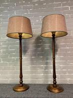 Tafellamp - Noten Hout - Twee XL tafel / salon lampen met