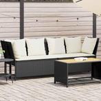 vidaXL Tuinbank met kussens poly rattan zwart, Tuin en Terras, Verzenden, Nieuw