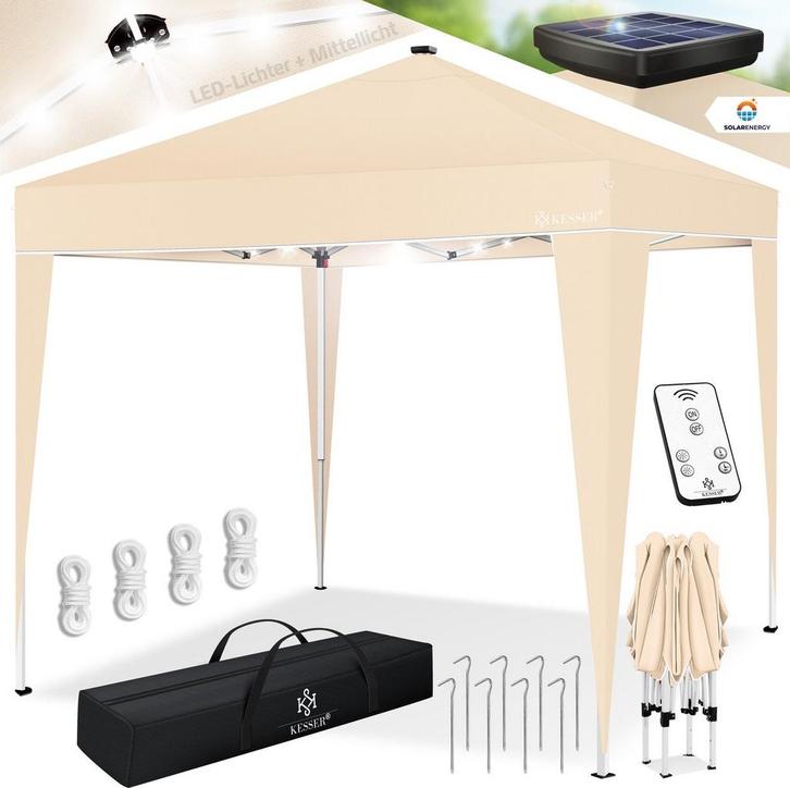 Partytent - Opvouwbaar - 3x3m - Paviljoen - Easy up - Beige, Tuin en Terras, Overige Tuin en Terras, Verzenden