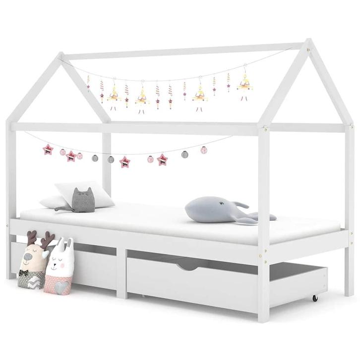 vidaXL Kinderbedframe met lades massief grenenhout 90x200 cm, Kinderen en Baby's, Kinderkamer | Bedden, Nieuw, Verzenden