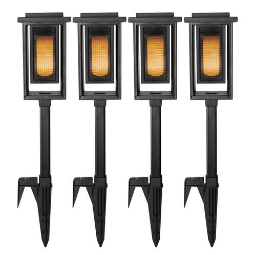 Buitenverlichting zonne-energie 4x Solar Fakkel Tuinlamp Zwa, Tuin en Terras, Buitenverlichting, Verzenden