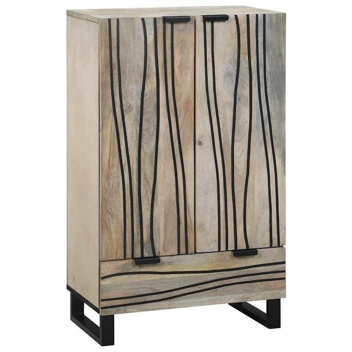 vidaXL Walnoot Highboard met lade Wit en Zwart 60 x 33 x 100, Huis en Inrichting, Kasten | Dressoirs, Nieuw, Verzenden