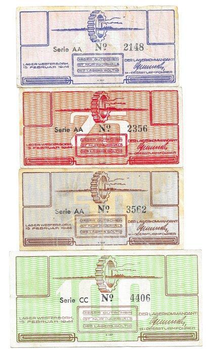 Nederland. 10 - 25 - 50 - 100 cents WWII. 1944 / Lager, Timbres & Monnaies, Monnaies | Pays-Bas