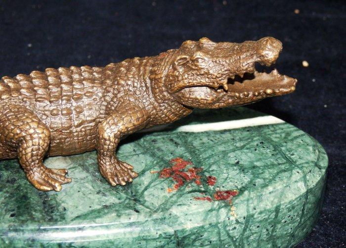 Sculpture, Fraaie Bronzen Krokodil - 7 cm - Bronze, Marbre -, Antiquités & Art, Art | Objets design