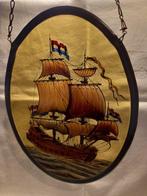 Maritieme objecten - Glas, Lood- Glas-in-lood  Driemaster, Antiek en Kunst