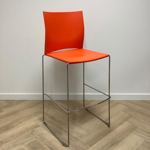 kunststof barkruk zithoogte 80 cm, oranje - chroom, Huis en Inrichting, Barkrukken, Gebruikt