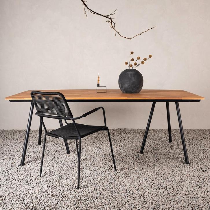 Tuintafel met houten blad | 200 x 100 cm, Tuin en Terras, Tuintafels, Nieuw, Hout, Rechthoekig, Verzenden