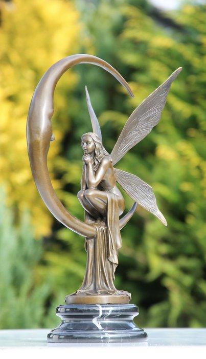 Beeld, moon fairy - 40 cm - brons marmer, Antiek en Kunst, Kunst | Designobjecten