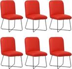 Set van 6 Felrode leren industriële design eetkamerstoelen -, Huis en Inrichting, Stoelen, Nieuw, Vijf, Zes of meer stoelen, Modern