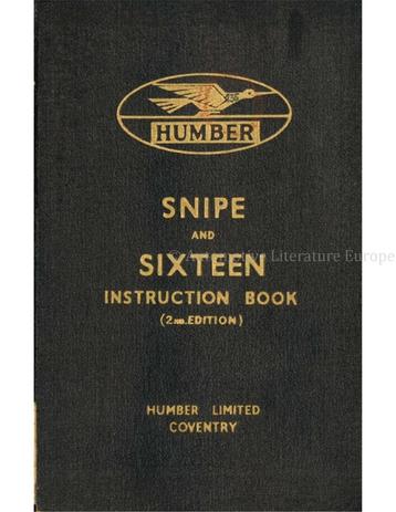 1939 HUMBER SNIPE AND SIXTEEN INSTRUCTIEBOEKJE ENGELS