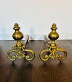 Vuurbok - Messing, Gietijzer - Paar antieke haardrekken, Antiek en Kunst