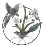 Wanddecoratie rond 2 vogels met bloem, Verzenden