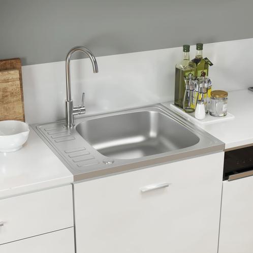 vidaXL Gootsteen met afvoerset 600x500x155 mm roestvrij, Huis en Inrichting, Keuken | Keukenelementen, Nieuw, Verzenden