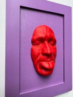 Small red mockery on violet background-violet frame