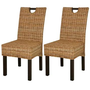 vidaXL Eetkamerstoel Kubu 2 stuks rattan mangohout, Verzenden