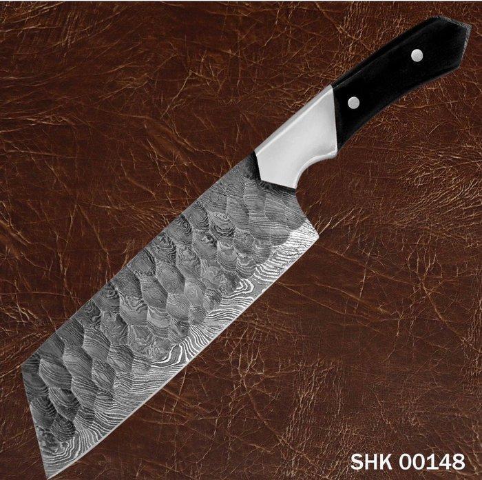 Keukenmes - Staal, Hout - Spanje - Lederen hoes inbegrepen, Antiek en Kunst, Antiek | Keukengerei