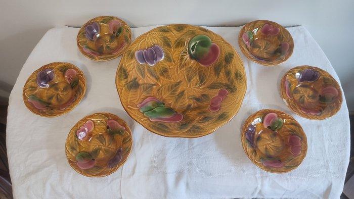 Sarreguemines - France - Dessertservies (7) - Barbotine,, Antiek en Kunst, Antiek | Meubels | Tafels