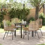 vidaXL Tuin Eettafel Set 5 pcs Bruin poly rattan, Tuin en Terras, Verzenden, Nieuw